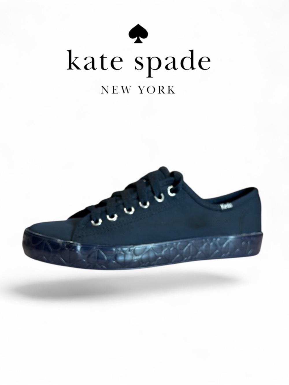 Keds x Kate Spade Navy Blue Canvas Logo Textured Sole‎ Sneakers - Size 6.5